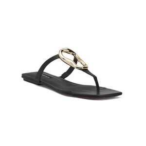 BCBGMAXAZRIA Black Made In Brazil Leather Kima Flat Sandals